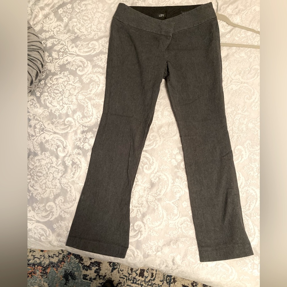 LOFT Size 12 Zoe Bootcut pants, dark gray